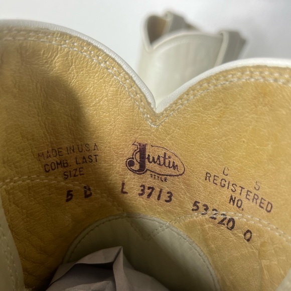 Justin Vintage Ivory Pearl Western Cowboy Boots - Women's Size 5B - Picture 2 of 6